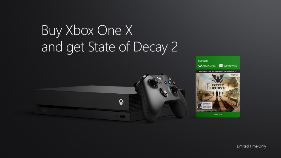 微软开启购买Xbox One X主机赠送《腐烂国度2》或《荒野大镖客：救赎》两款游戏的活动