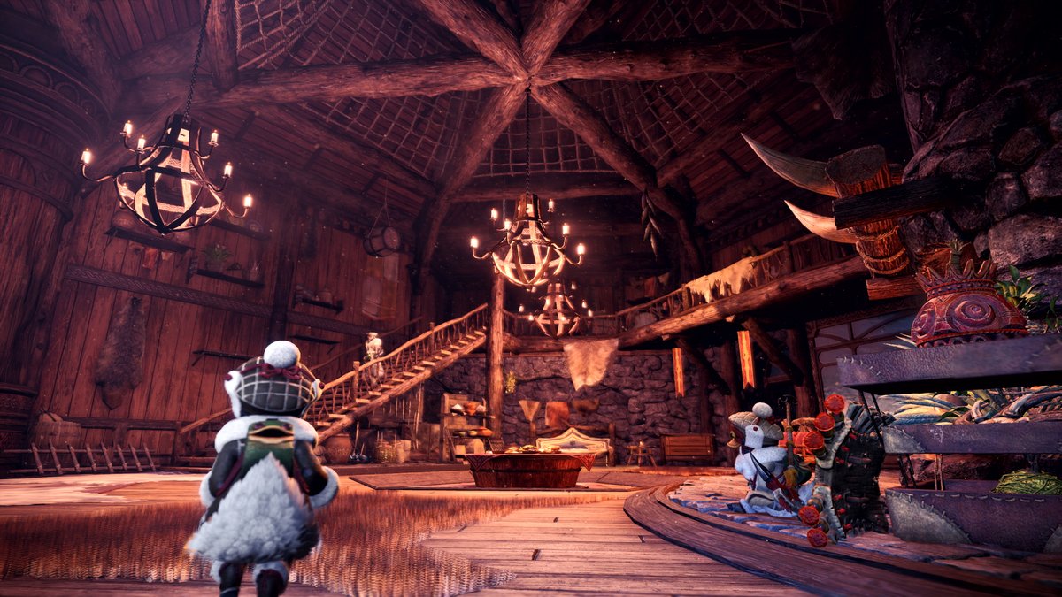 《怪物猎人:世界》"冰原"dlc 猎人小屋展示,两层空间 更多装饰 还能