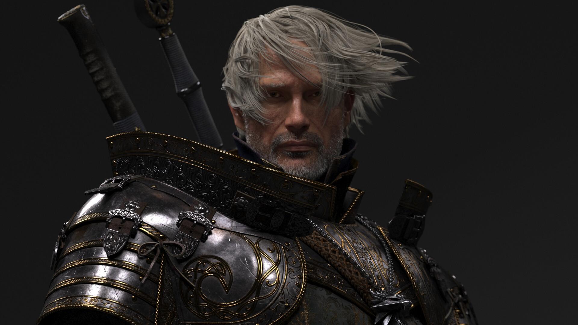 网友自制"拔叔"版白狼杰洛特渲染图,视觉效果炸裂